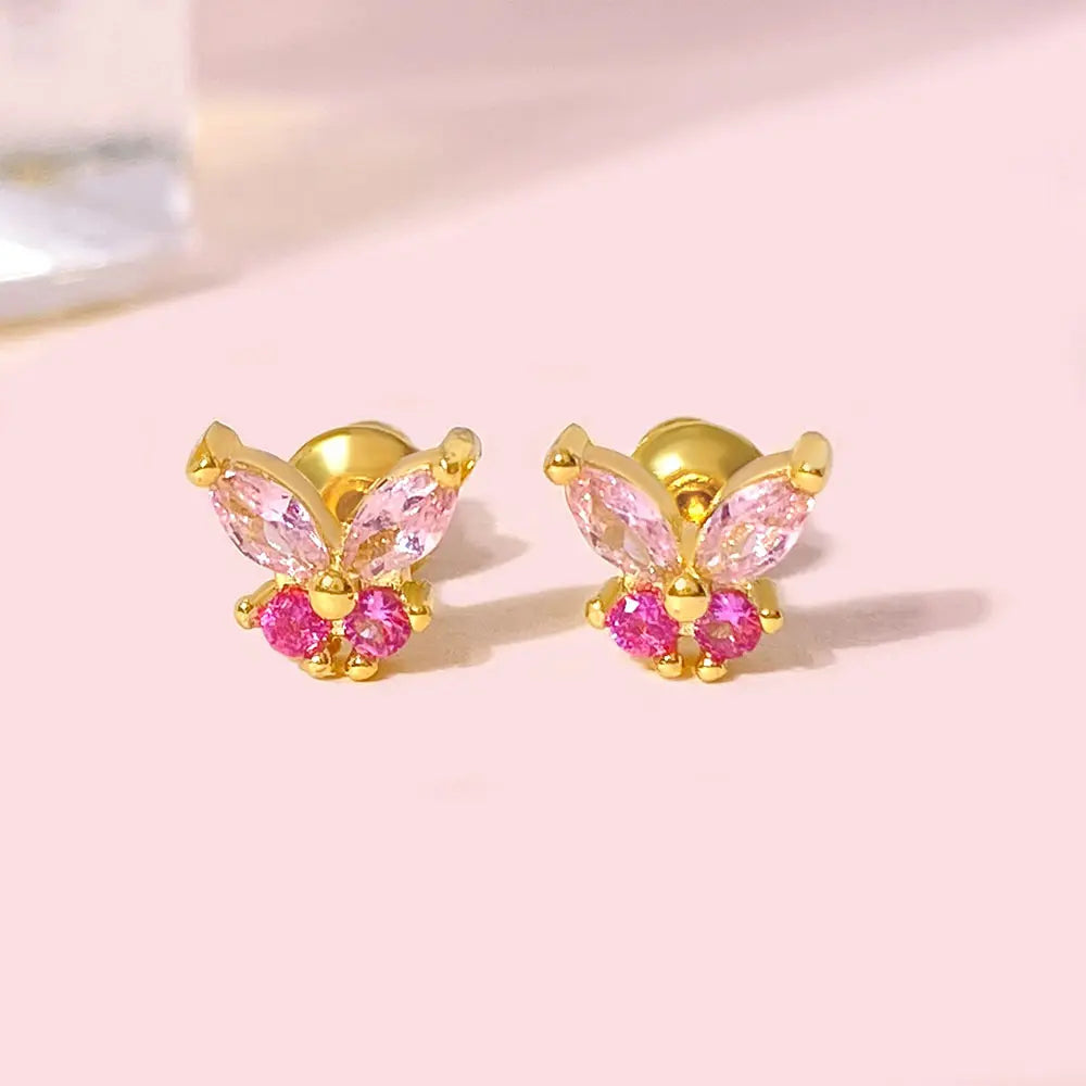 Gold Plated Butterfly Stud Earrings for Girls