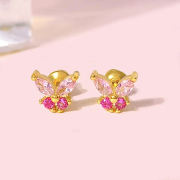 Gold Plated Butterfly Stud Earrings for Girls