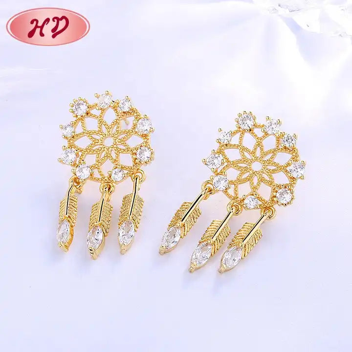 24K Gold Plated Snowflake Stud Earrings