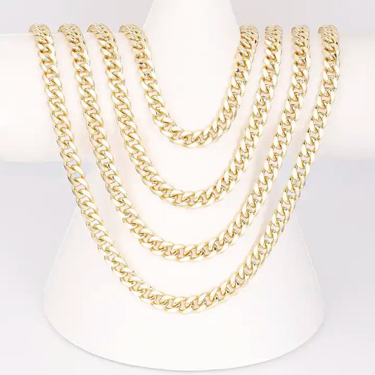 CM Jewelry Wholesale 14K Gold-Plated Miami Cuban Link Chains for Men & Women