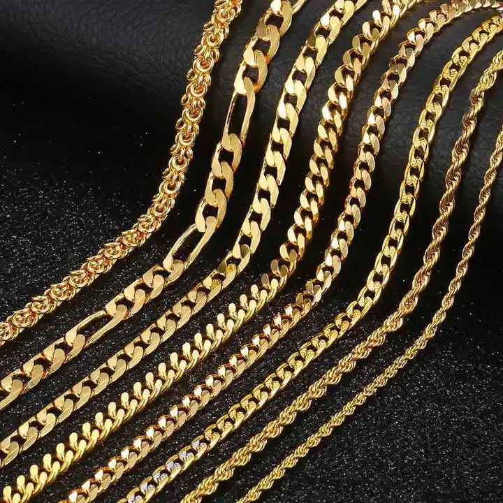 RINNTIN SC 925 Silver 18K/14K Gold Plated Cuban Chain Necklace