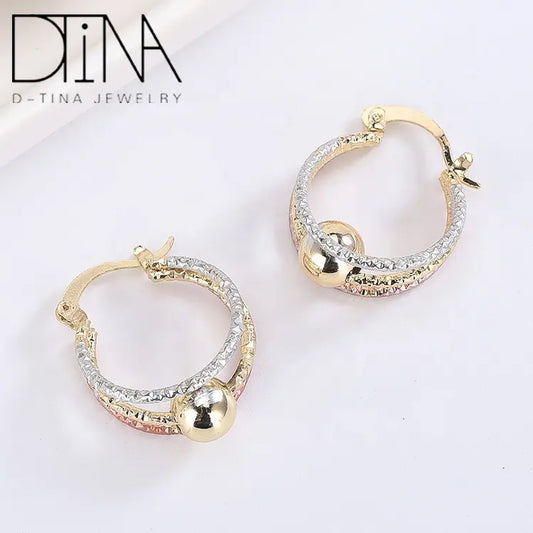 Tri-Color Gold-Plated Hoop Earrings