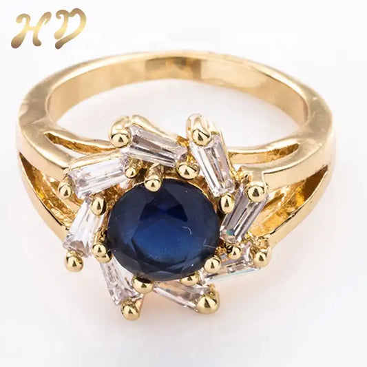 Guangzhou Supplier 18K Gold Rings for Women | Trending Big Zircon Designs