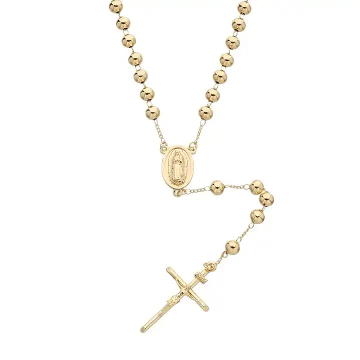 14K Gold-Plated Monochrome Prayer Bead Necklace