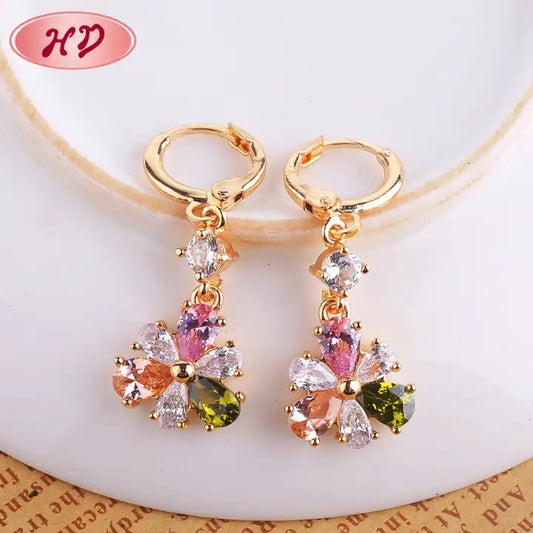 18K Gold Plated Crystal Drop Earrings | Long Hanging Zircon Jewelry