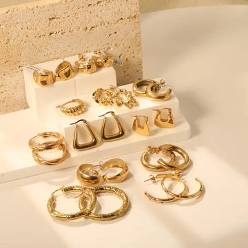 18K Gold Plated Chunky Twist Hoop Earrings