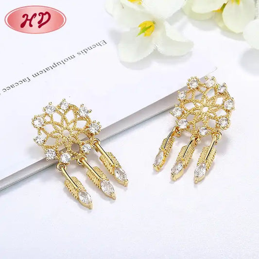 24K Gold Plated Snowflake Stud Earrings