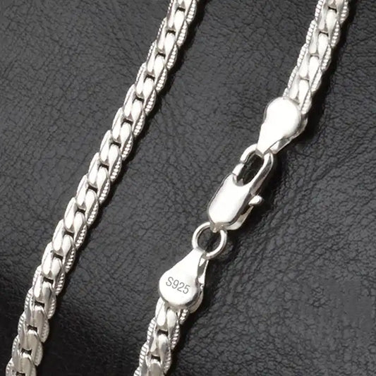 2-Piece 6MM Sterling Silver Link Chain Necklace &amp; Bracelet Set