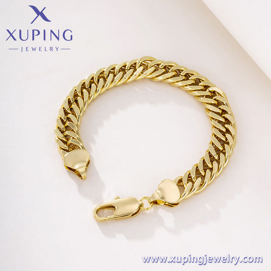 Xuping 14K Gold Plated Cuban Link Bracelet