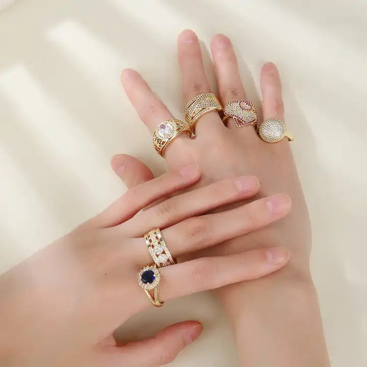 Hengdian 18K Gold Plated Fashion Rings | New Designs for Women in Pakistan