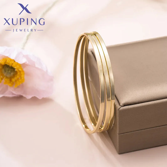 Xuping Wholesale Single Layer Ultra Thin 14k Gold Plated Ring Bracelet