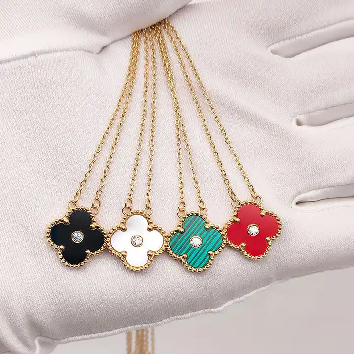 Luxury Four-Leaf Clover Necklace | Zircon Gold-Plated Designer Jewelry