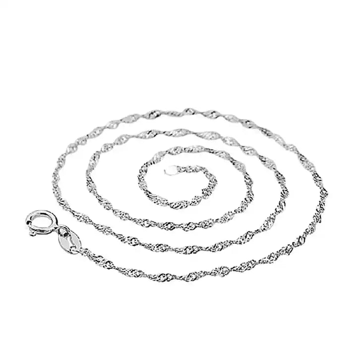 DTINA Silver Water Wave Chain Necklace with Silver Pendant