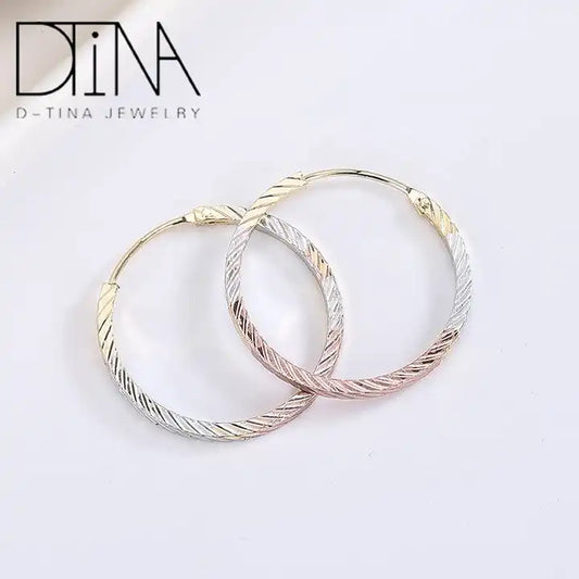 Three-Color Thread Ring Earrings for Women