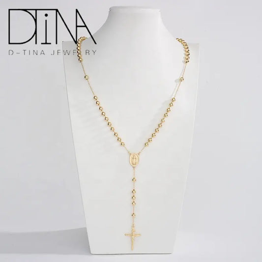 14K Gold-Plated Monochrome Prayer Bead Necklace