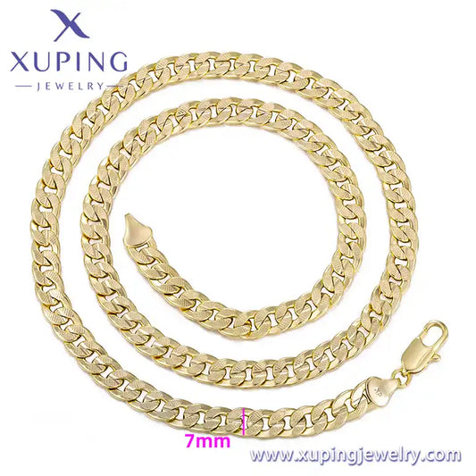 Xuping 14K Gold Plated Cuban Link Chain Necklace For Men