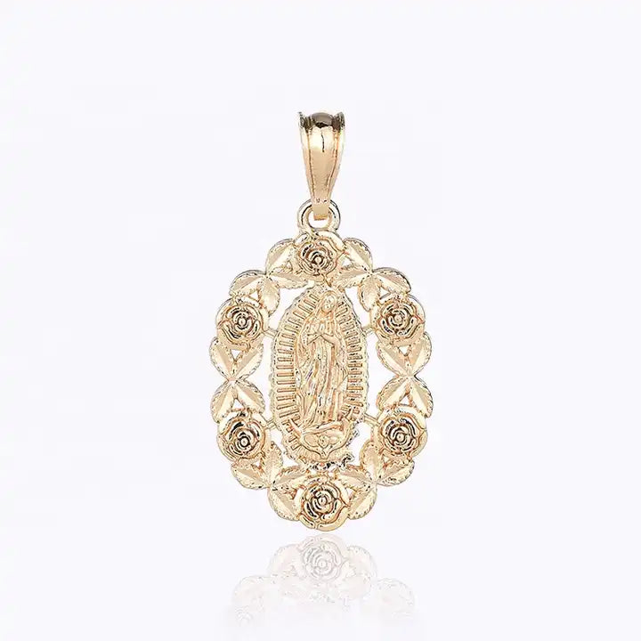 Exquisite Gold Madonna Rose Pendant