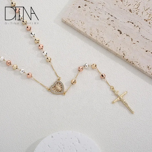 Three-Color Laser Beaded Madonna Necklace