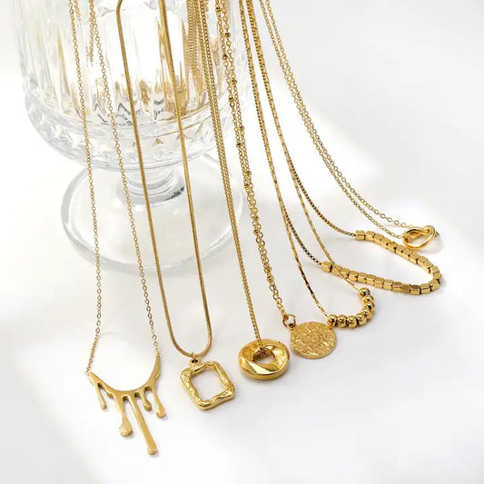 18K Gold Plated Irregular Beads Pendant Necklace