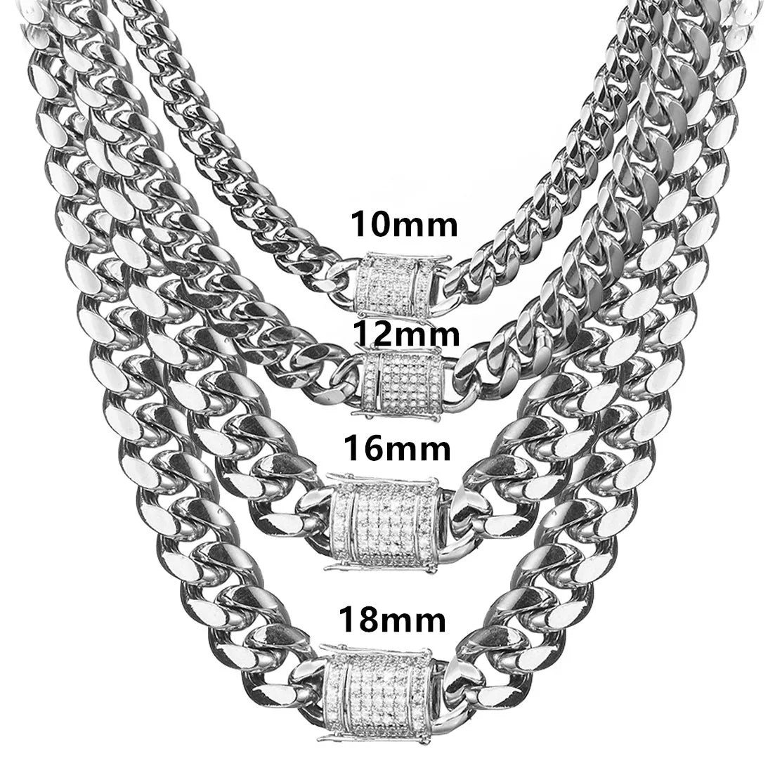 Steel Color Titanium Stainless Steel Cuban Chain Necklace