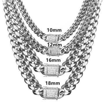 Steel Color Titanium Stainless Steel Cuban Chain Necklace