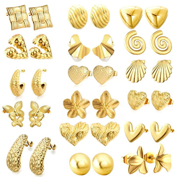 Hot-Selling 18K Gold-Plated Geometric Stud Earrings for Women