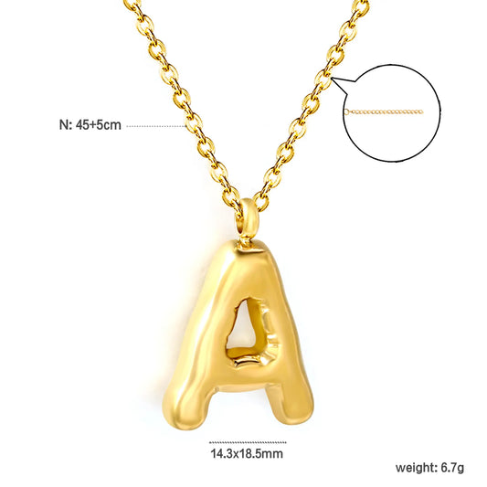 18K Gold-Plated Chunky Alphabet Initial Necklace for Women