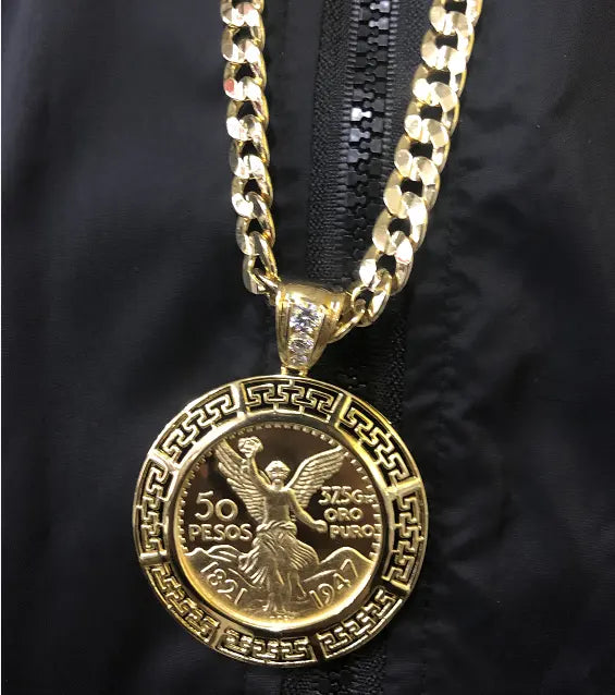 Xuping 50 Peso Mexican Coin Gold Pendant for Men