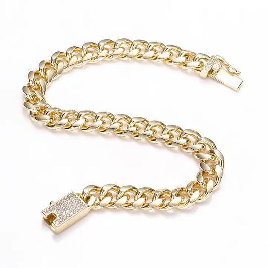 CM Jewelry Wholesale 14K Gold Plated Miami Cuban Link Bracelet