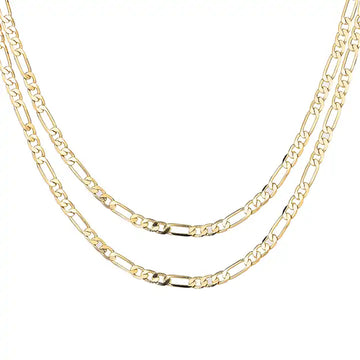 14K Gold-Plated Cuban & Figaro Chain Necklace for Women - Multiple Lengths