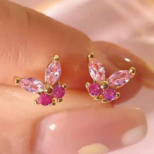 Gold Plated Butterfly Stud Earrings for Girls