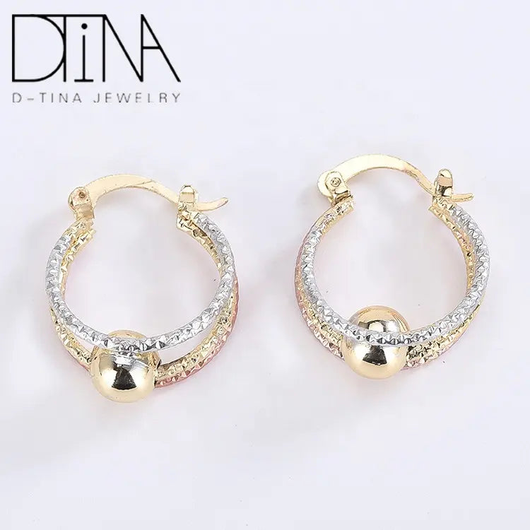 Tri-Color Gold-Plated Hoop Earrings