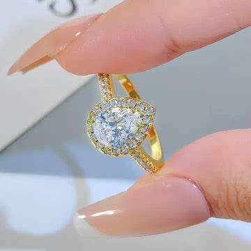 18K Gold Plated Pear Cut Cubic Zirconia Ring