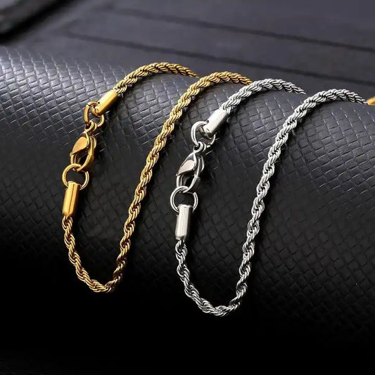 KRKC 18K Gold Plated Twisted Rope Chain Necklace