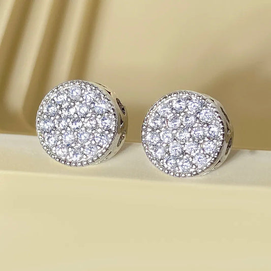 18K Gold-Plated Cubic Zirconia Round Earrings Wholesale Fashion Jewelry