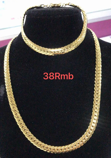 Xuping 14K Gold-Plated Bracelet & Necklace Set for Men