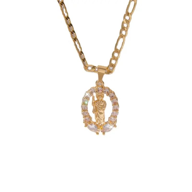 14K Gold-Plated Brass Priest Pendant with Zircon