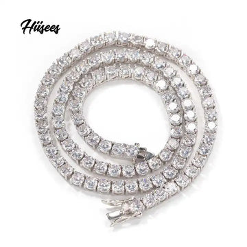 18K Gold Plated with 1 Row CZ Diamonds - Hip-Hop Tennis Chain Necklace