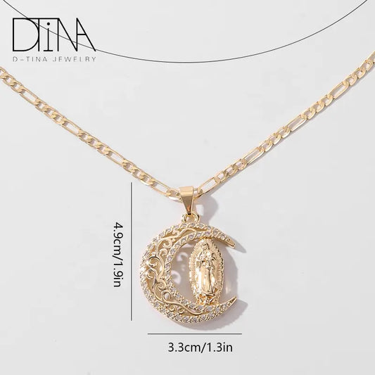 High-Quality Moon Madonna Religious Pendant for Women