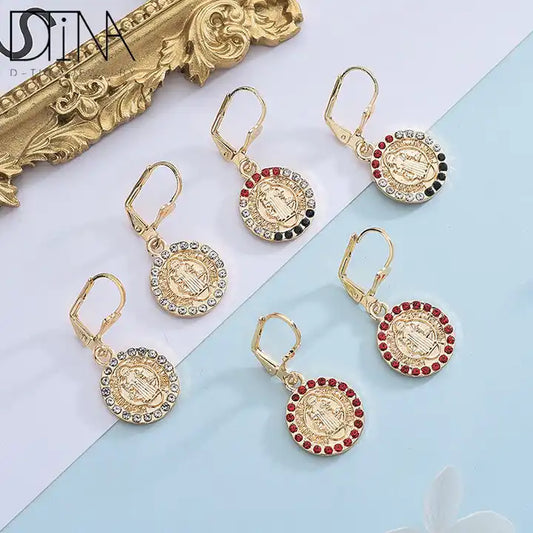 Three-Color Religious Decorative Earrings