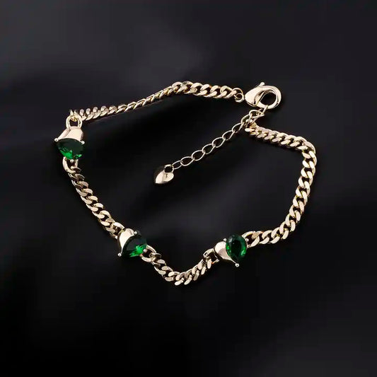 CM 14K Oro Laminado Heart Bracelet - Designer Cubic Zirconia Jewelry