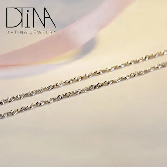 DTINA Silver Water Wave Chain Necklace with Silver Pendant