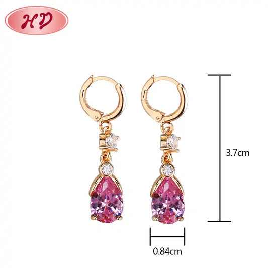 Korean 18K Gold Long Earrings | Wholesale No-Hole Zirconia Jewelry