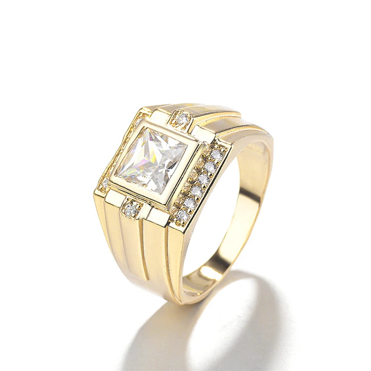 Modern Men's Gold-Plated Ring Design