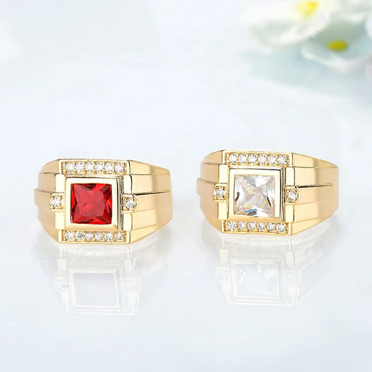 Modern Men's Gold-Plated Ring Design