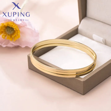 Xuping Wholesale Single Layer Ultra Thin 14k Gold Plated Ring Bracelet