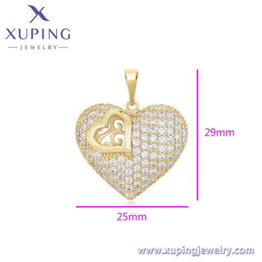 Xuping 14K Gold Color Heart Pendant Necklace