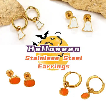 18K Gold Plated Halloween Enamel Earrings