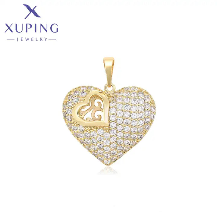 Xuping 14K Gold Color Heart Pendant Necklace