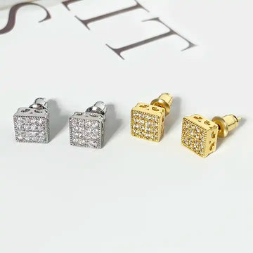 Korean Square Zircon Stud Earrings